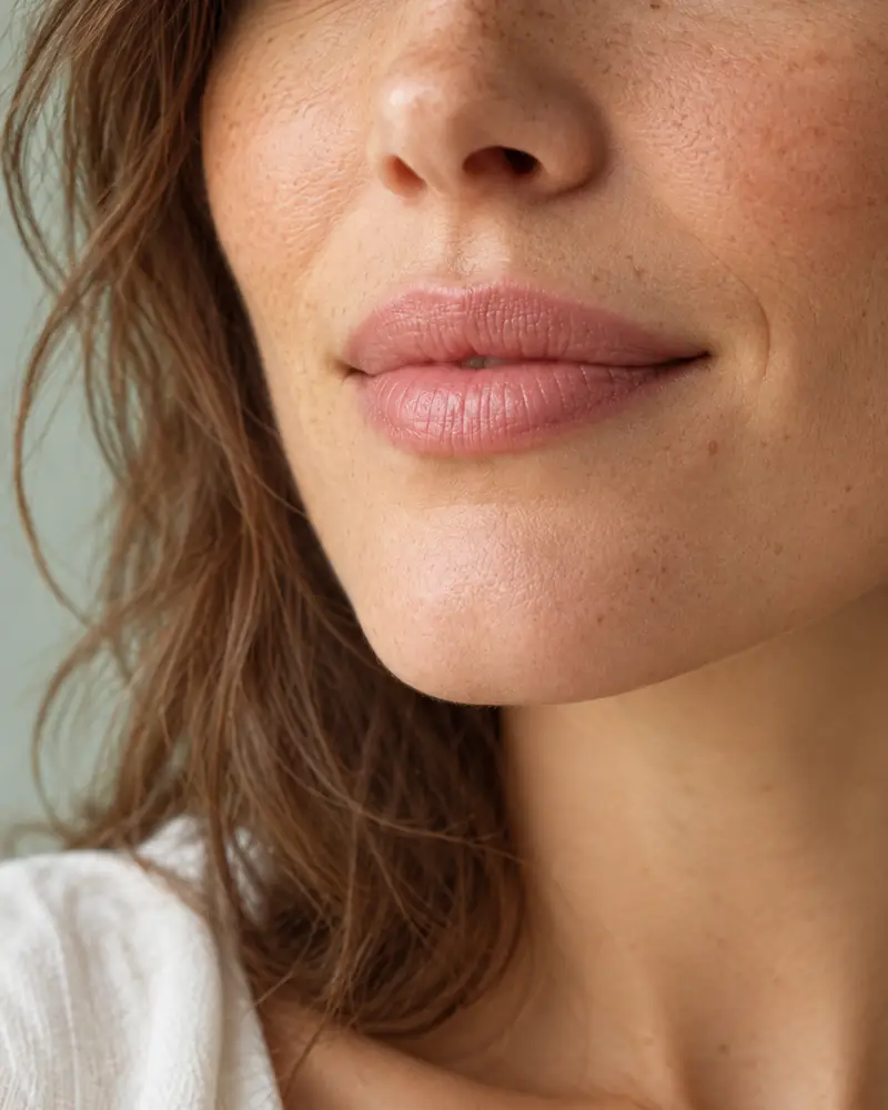 Close-up of a woman’s natural lips in soft daylight, illustrating a lip filler consultation in Birmingham